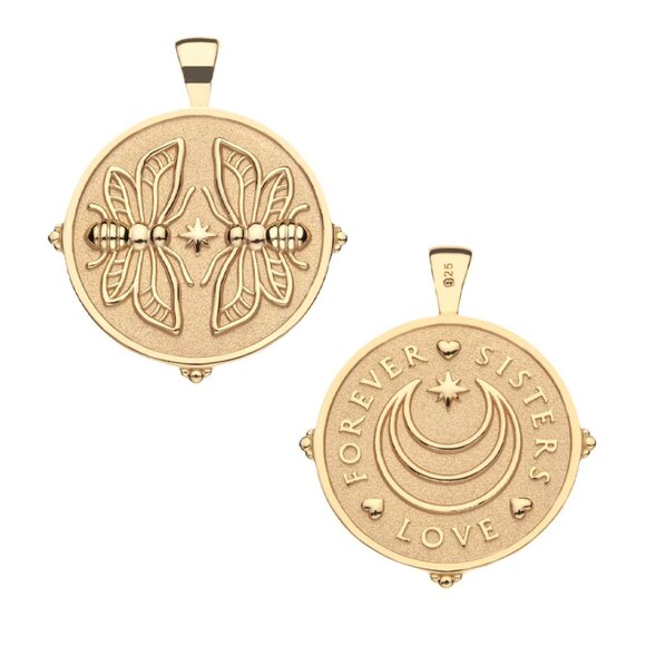 SISTERS Forever JW Original Pendant Coin - Jane Win - 14k Gold-Plated Sterling - Picture 1 of 6